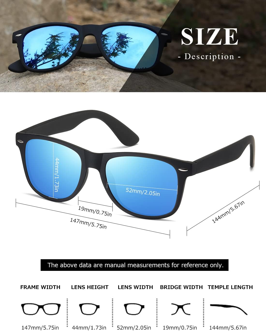 Detalle de Kimorn Polarized Sunglasses Classic Unisex Horn Rimmed AE0300