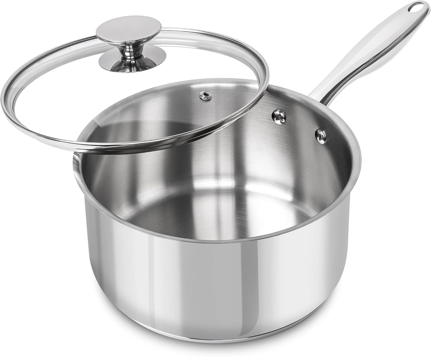 Detalle de MICHELANGELO 3 Quart Nonstick Stainless Steel Saucepan 🍲