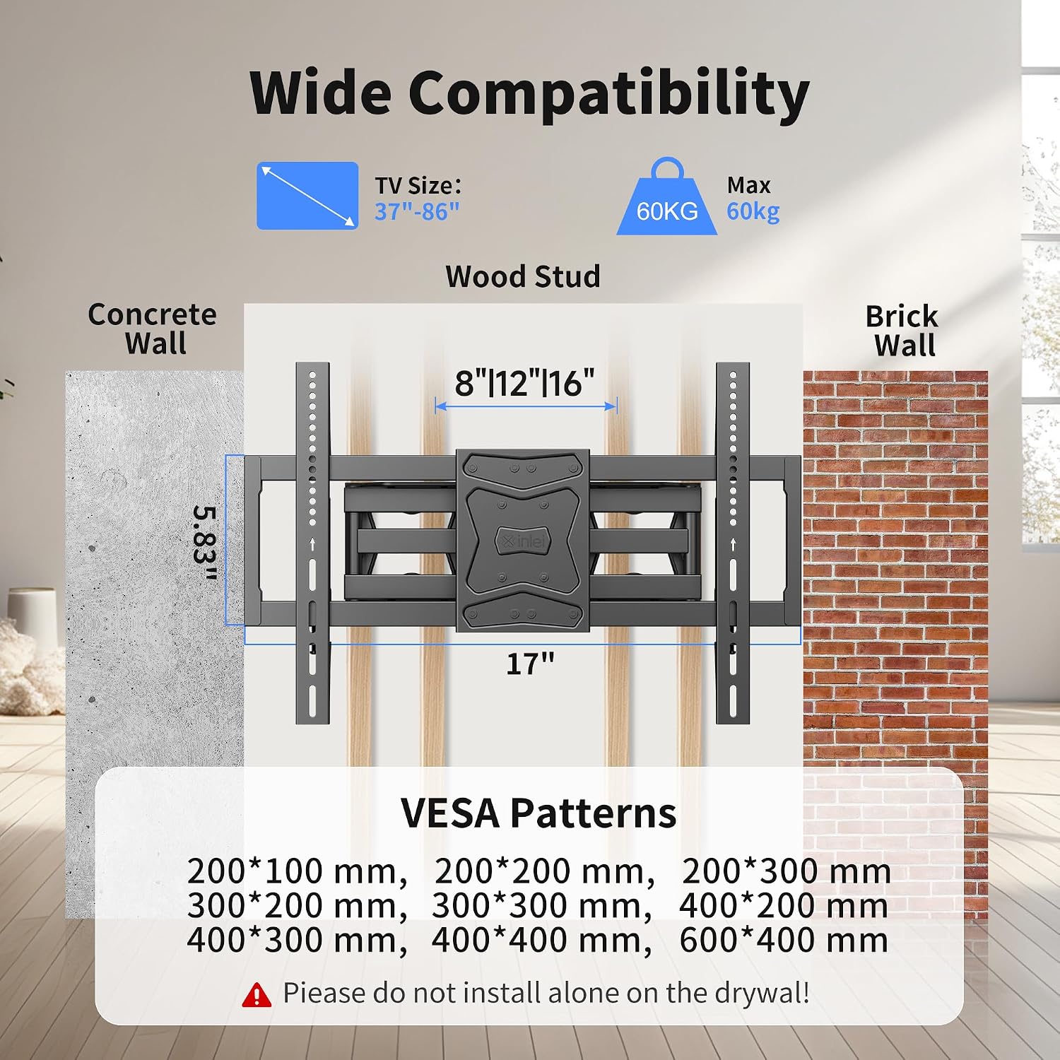 Thumbnail 1 de XINLEI Full Motion TV Wall Mount MA02A for 37–86" TVs up to 60kg