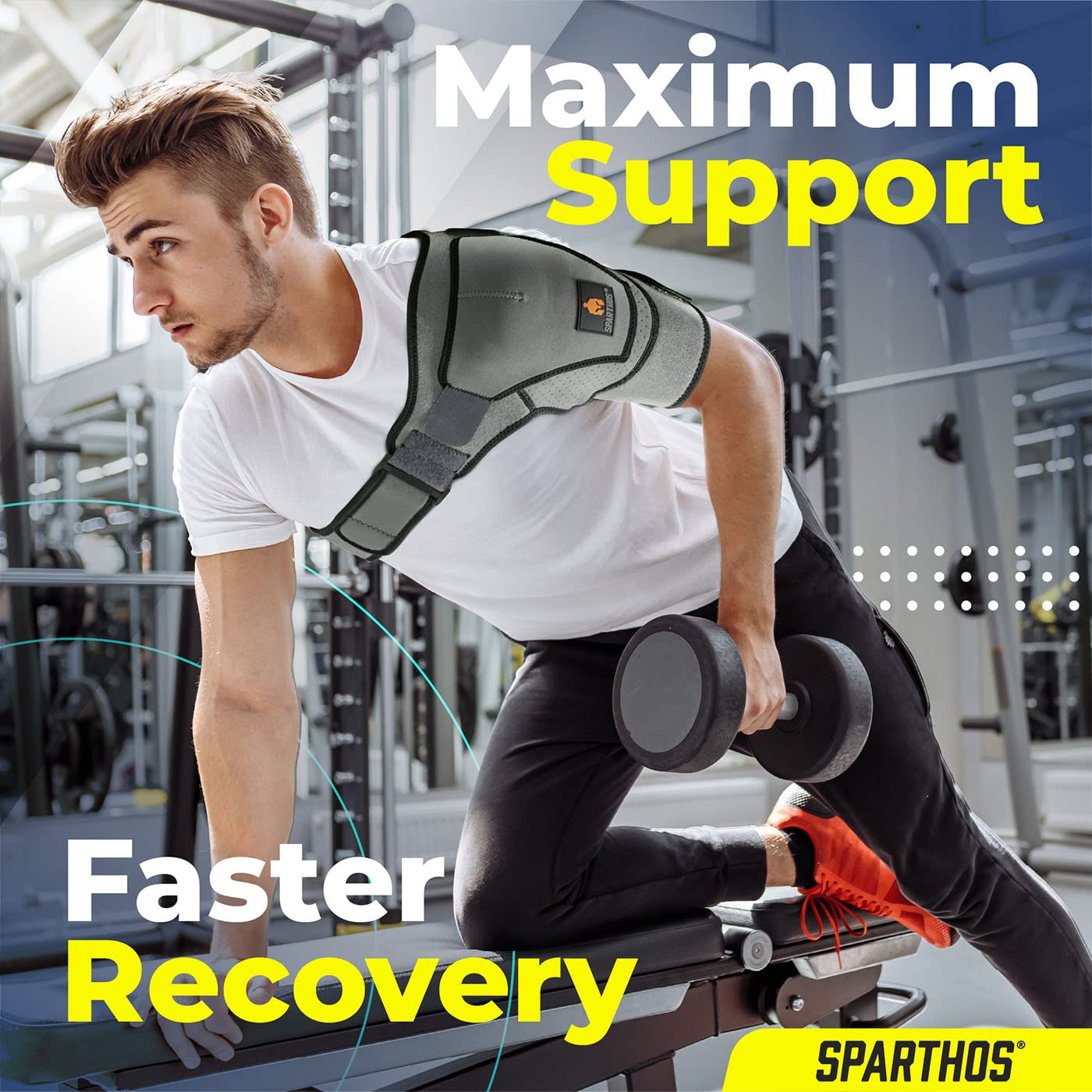 Detalle de Sparthos Shoulder Brace - Adjustable Support Sleeve for Rotator Cuff & Shoulder Stability