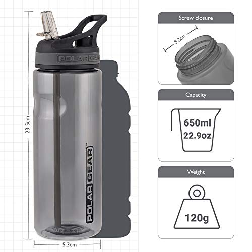 Thumbnail 2 de Polar Gear 650ml Aqua Grip Water Bottle with Straw — Black