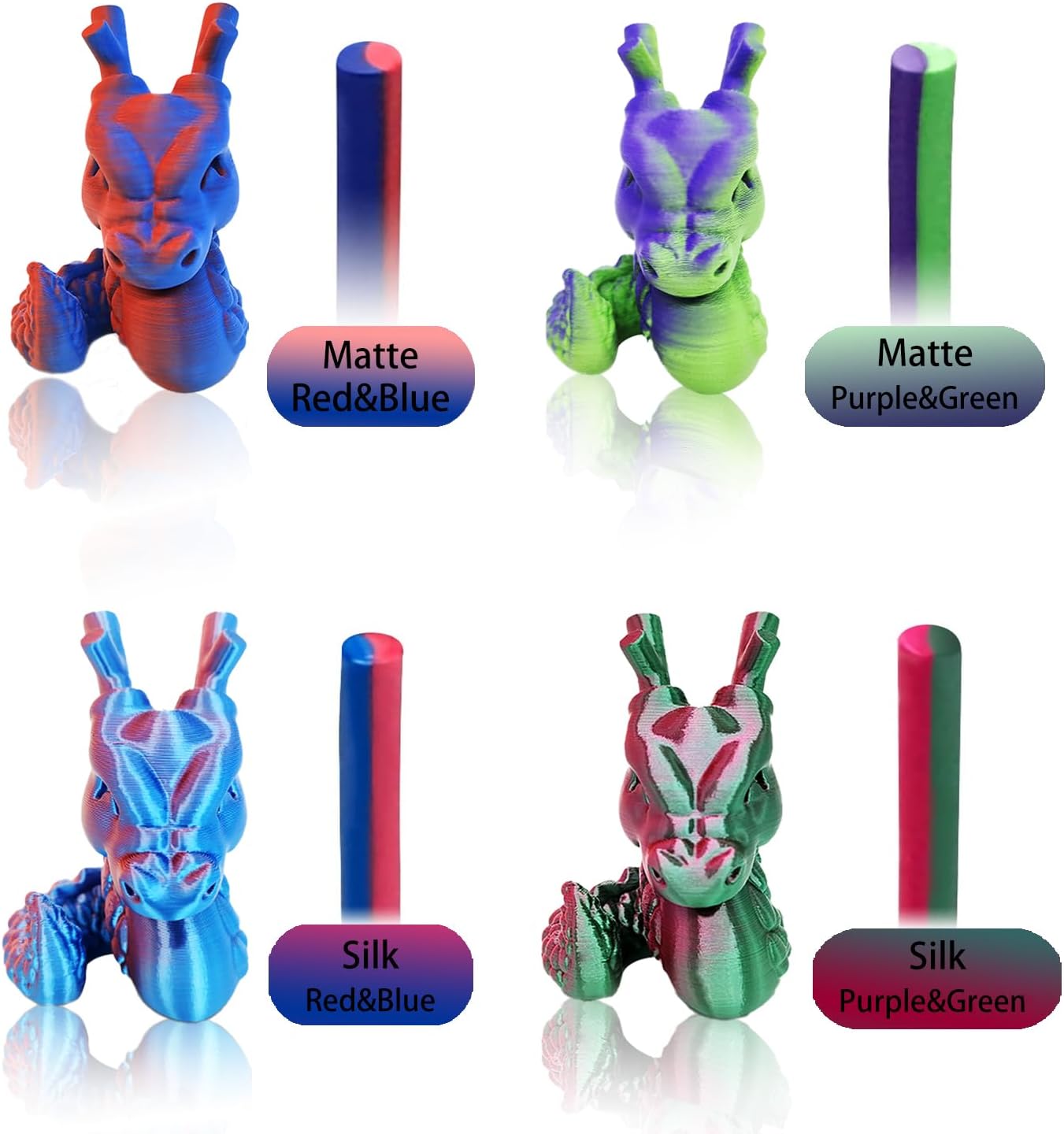 Detalle de Reprapper 4X 250g Color Pack – Dual Colour PLA Filament 1.75mm for 3D Printer & 3D Pen
