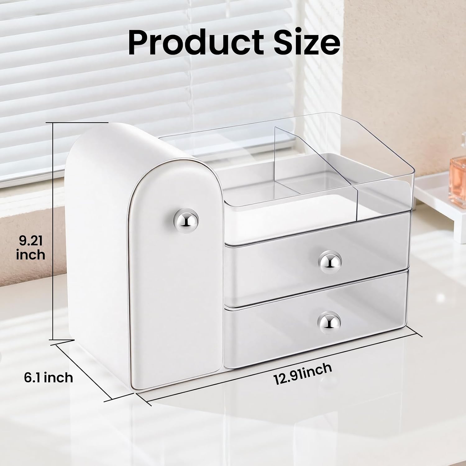 Thumbnail 3 de TRQWRO Makeup Organizer: Large Vanity Storage with Pull-Out Brush Holder