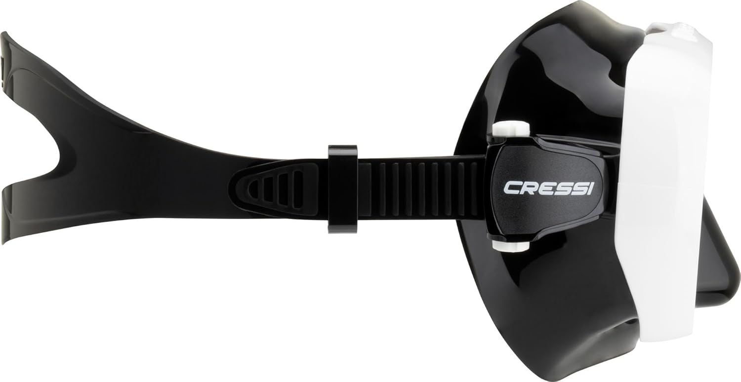 Thumbnail 2 de Cressi Depuis 1946 Honey – Masque Compact pour Femmes, Verres Ultra Transparente et Silicone Souple – Noir/Blanc 420 UV Jaune/Bleu, Taille Unique