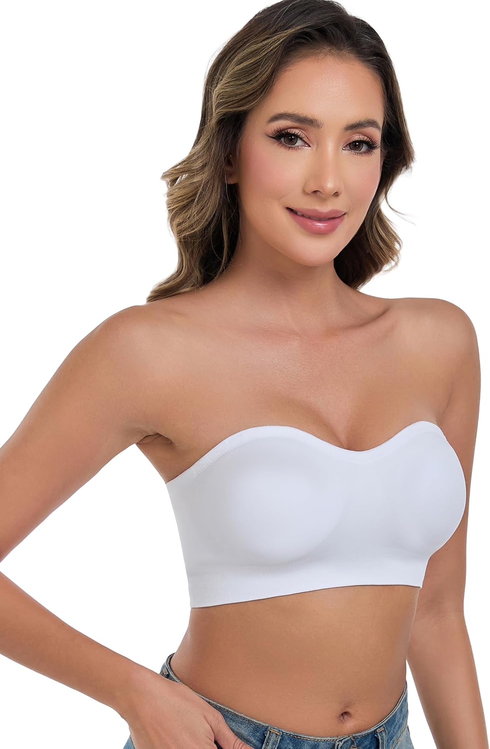 Thumbnail 1 de ANGOOL Strapless Bandeau Bra Non-Slip Padded 🎀