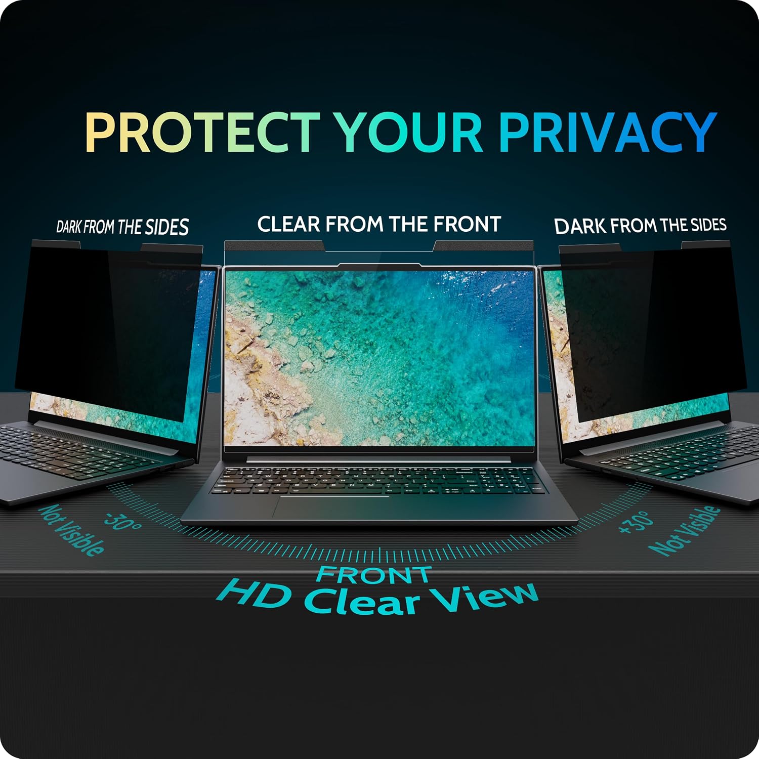 Detalle de Peslv 13.3-Inch Magnetic Laptop Privacy Screen — Anti-Glare, Blue Light Filter