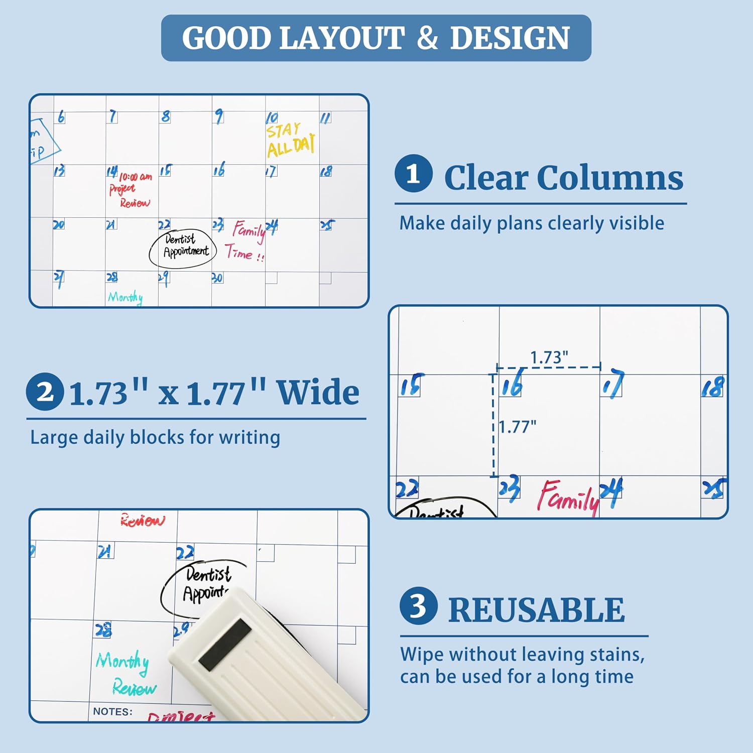 Detalle 2 de Large Wall Calendar 147.32 x 94 cm reusable wall planner ๐