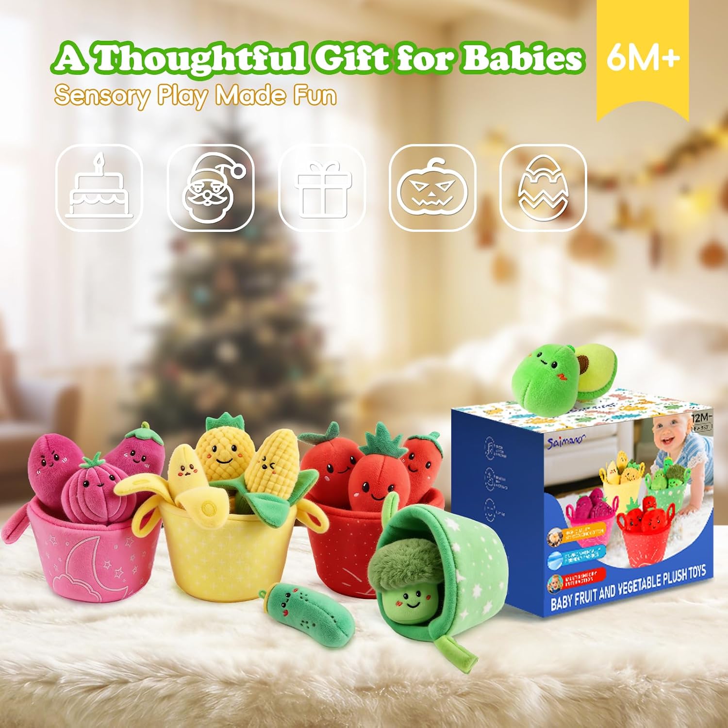 Thumbnail 6 de SAIMAND Baby Toys 16-Piece My First Fruit & Veggie Sensory Set