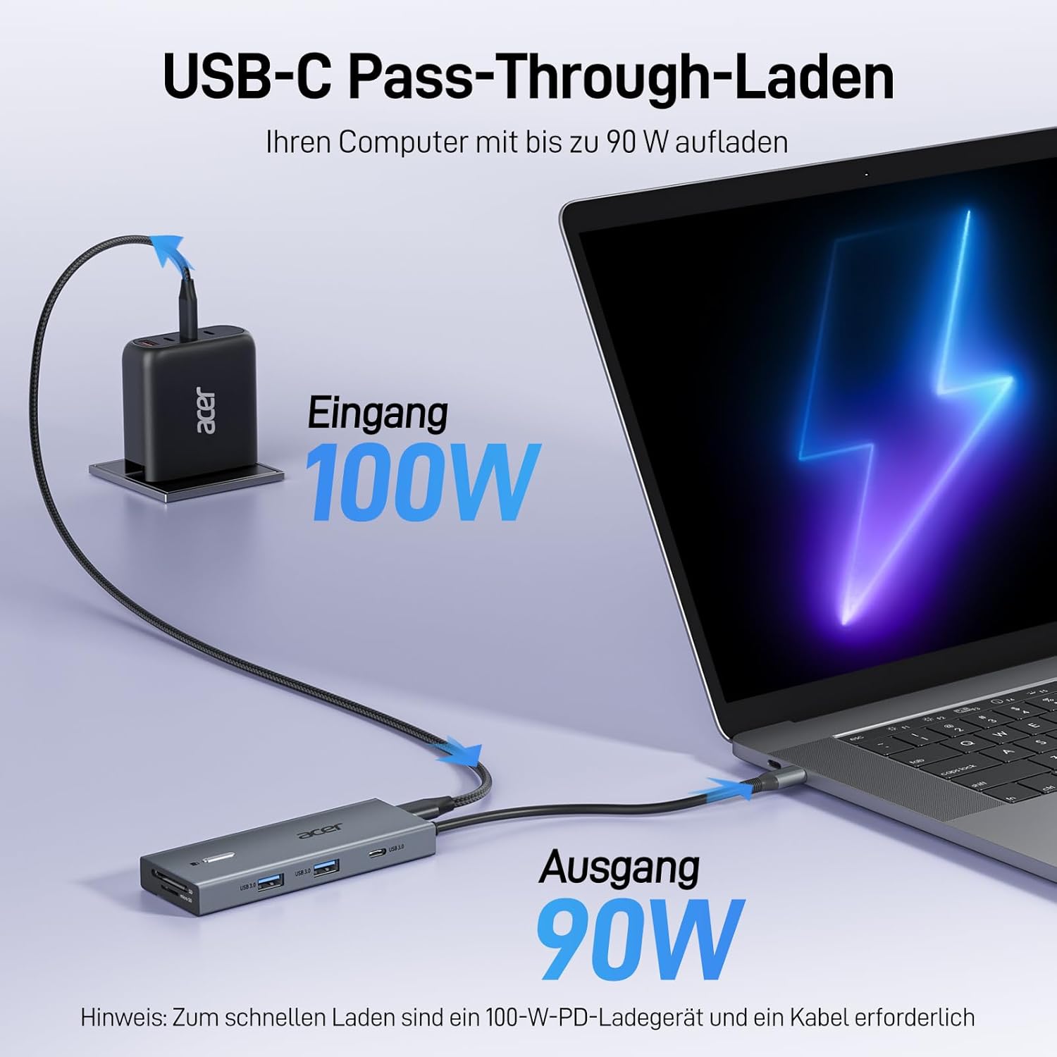 Detalle 2 de Acer USB-C Docking Station 9-in-1: Dual HDMI, PD 100W, SD/TF Kartenleser