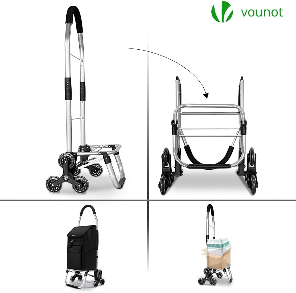 Thumbnail 2 de VOUNOT Chariot de Courses 6 Roues en aluminium avec Compartiment Étanche, 2 en 1 – Pliable et Capacité 58L