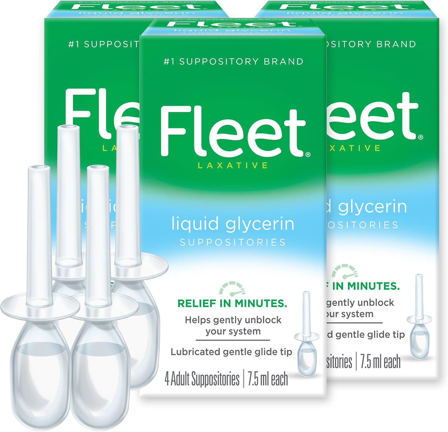 Detalle de Fleet Liquid Glycerin Suppositories for Adults, Stimulant-Free, 15–60-Minute Relief