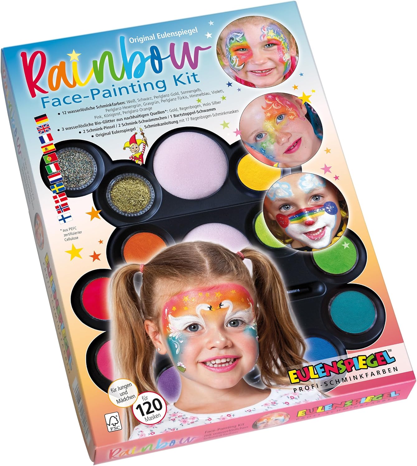 Thumbnail 1 de Eulenspiegel Rainbow Face Schmink-Palette 12 Farben