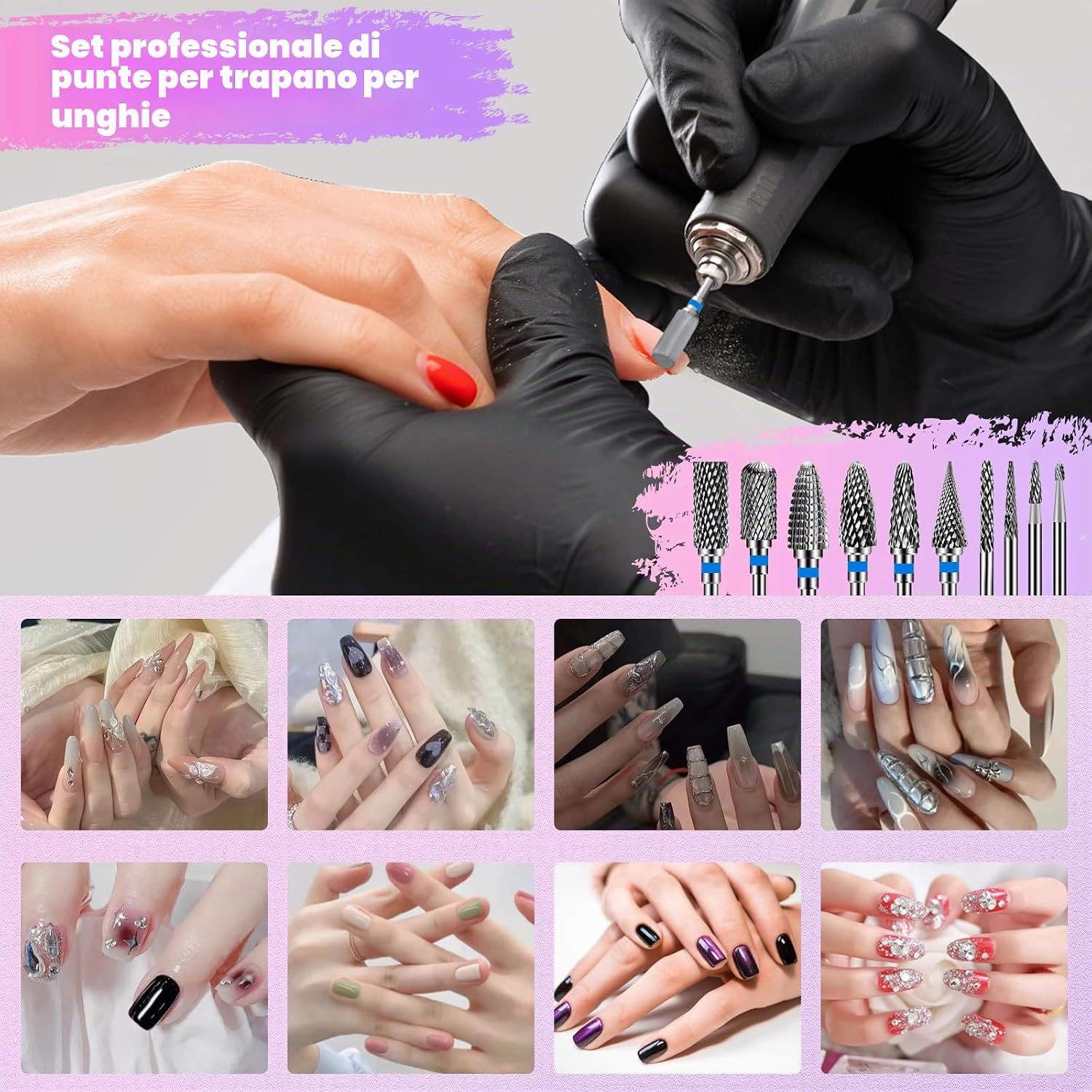 Thumbnail 3 de CGBE 10 Punte Fresa Unghie 3/32 Pollici: Set professionale per rimozione gel e cura cuticole