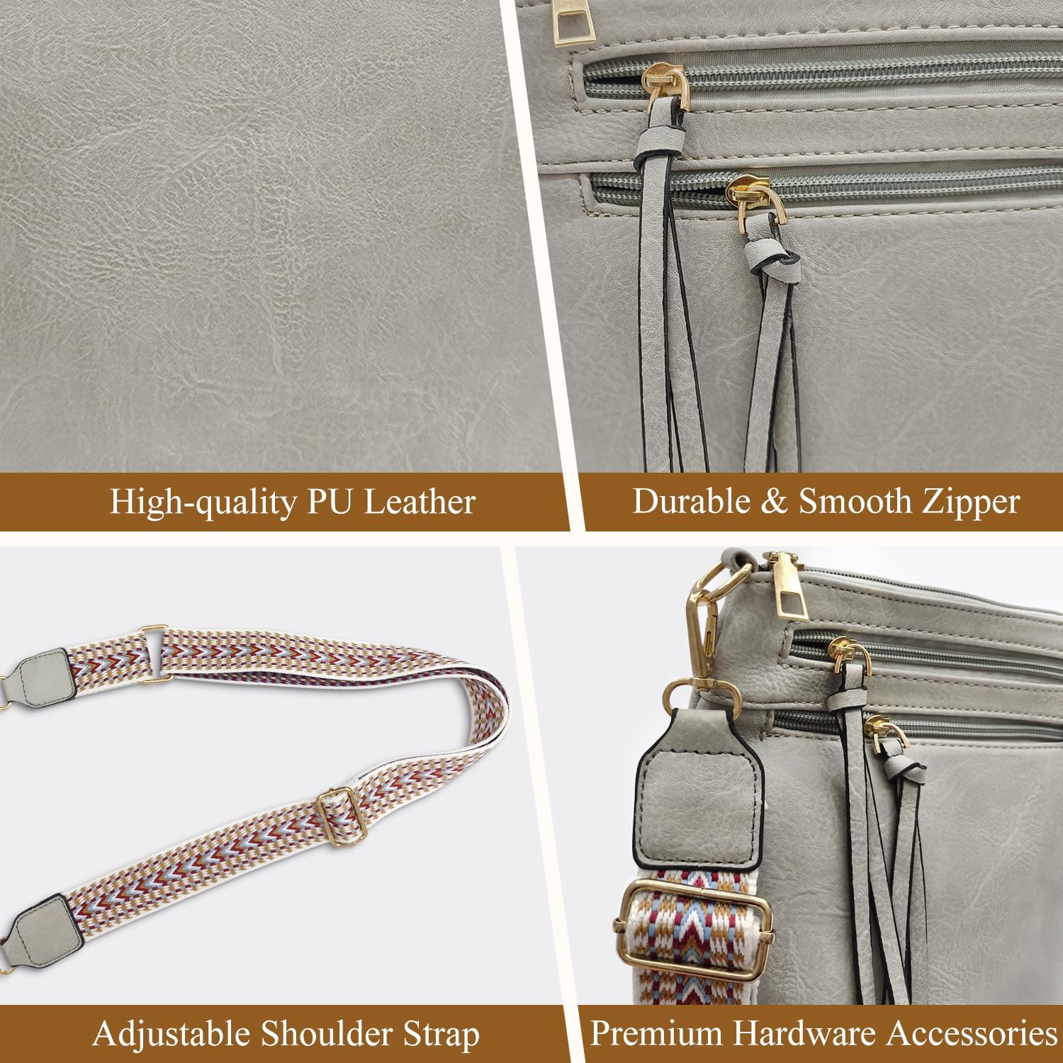 Thumbnail 5 de Mabecol Pochette bandoulière femme en simili cuir vegan avec protection RFID