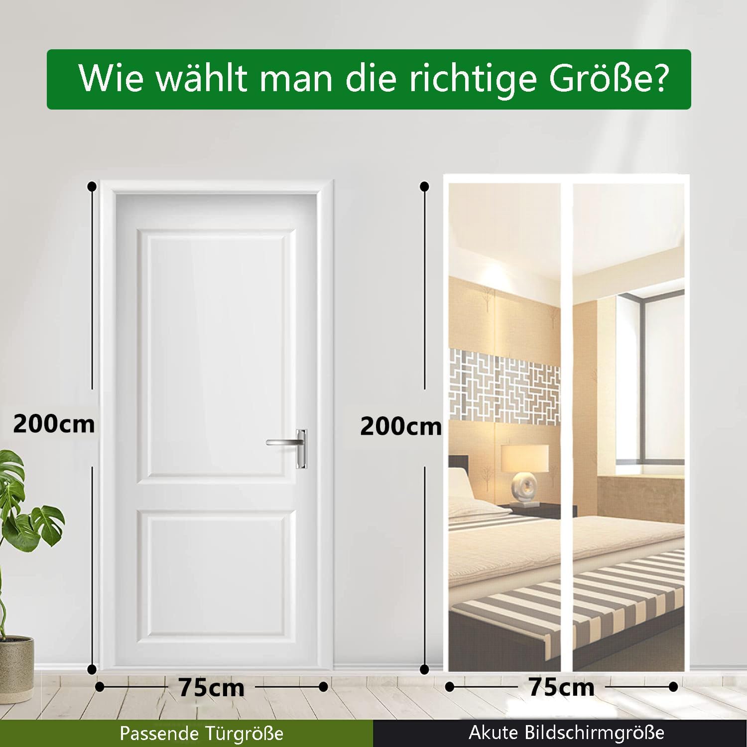 Thumbnail 1 de Panngu Fliegengitter Balkontür Magnet 75x200cm – Insektenschutz Türnetz mit Magnetverschluss, ohne Bohren, Weiß