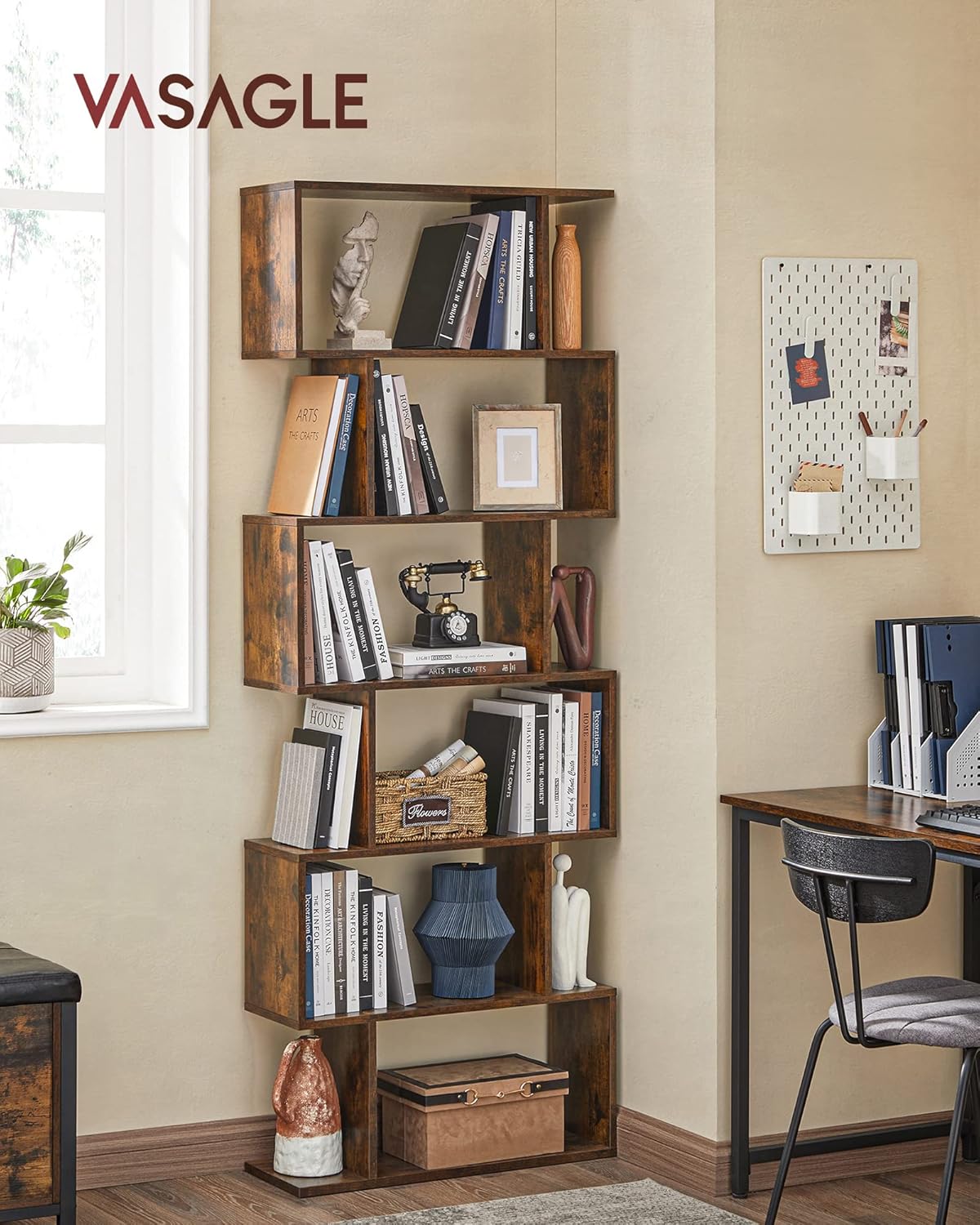 Thumbnail 1 de VASAGLE Scaffale a 6 Ripiani LBC61BX: Libreria moderna 24 x 70 x 191,6 cm in Marrone Vintage
