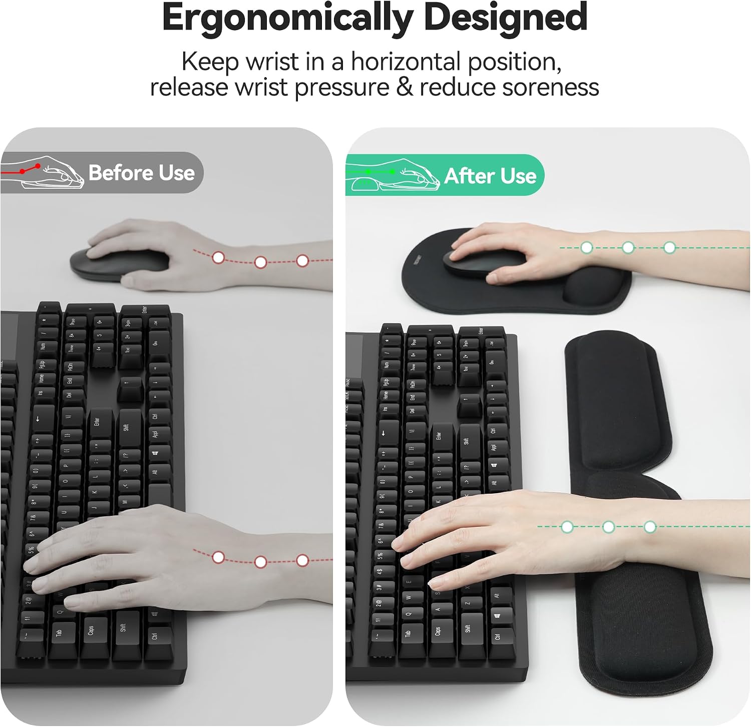 Thumbnail 1 de TECKNET Mouse Mat Keyboard Wrist Support Set