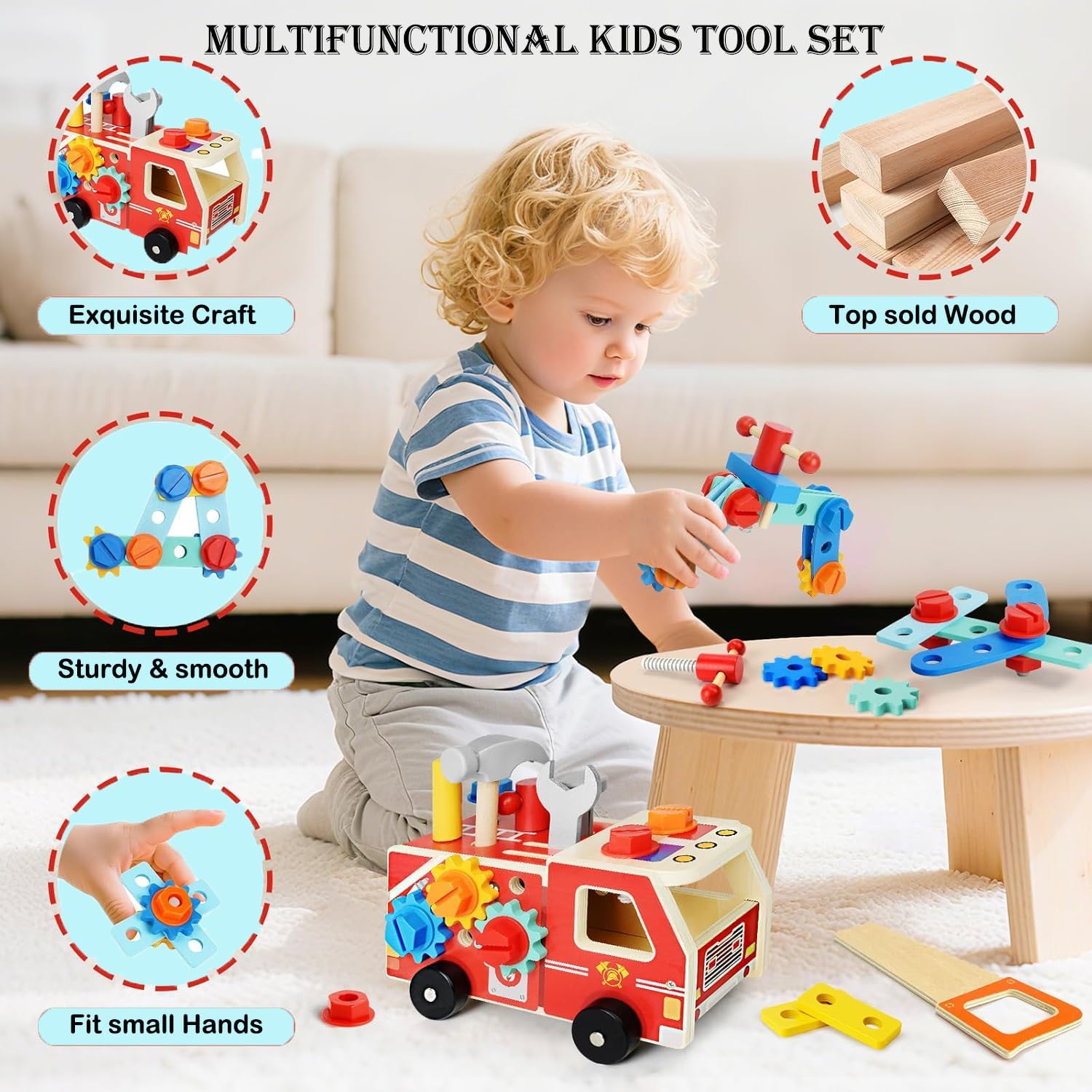 Detalle 2 de Kinder Werkzeugkoffer Holzspielzeug ab 2