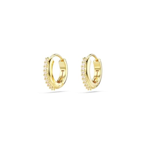 Detalle de Swarovski Matrix Hoop Earrings – Clear Crystals in Gold-Tone Setting