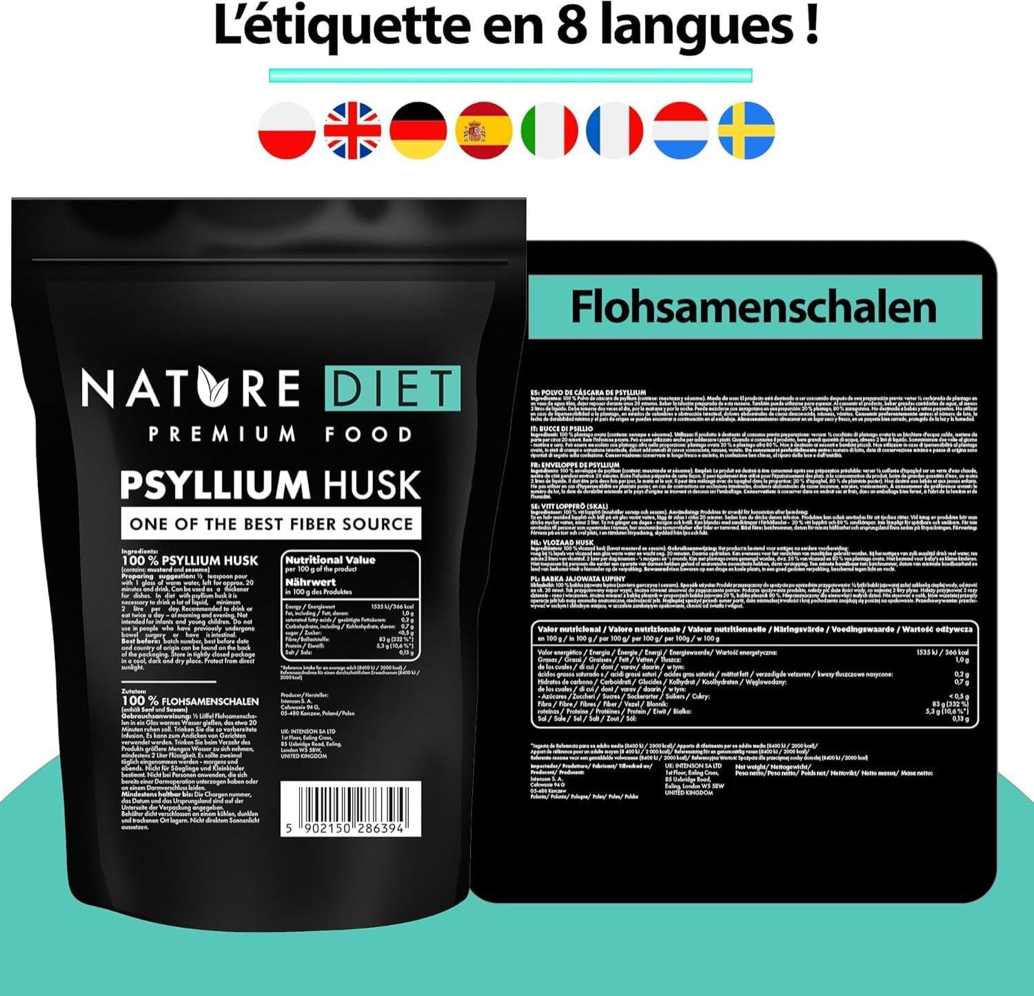 Detalle 2 de Nature Diet Cáscara de Psyllium 450 g