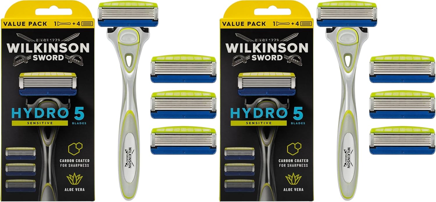 Detalle de Wilkinson Sword Hydro 5 Sensitive Razor for Men – 4 Piece Set (Pack of 2)