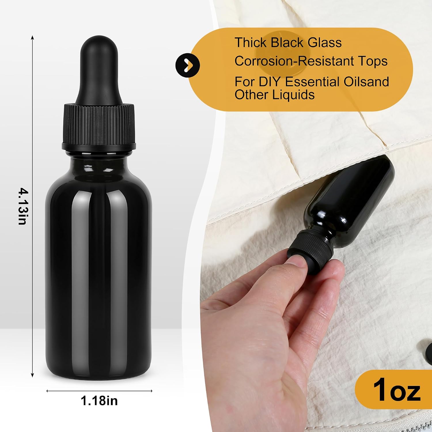Thumbnail 6 de EASTHOLGLS U-1-D-48 1 oz UV-Black Glass Dropper Bottles, 48-Pack