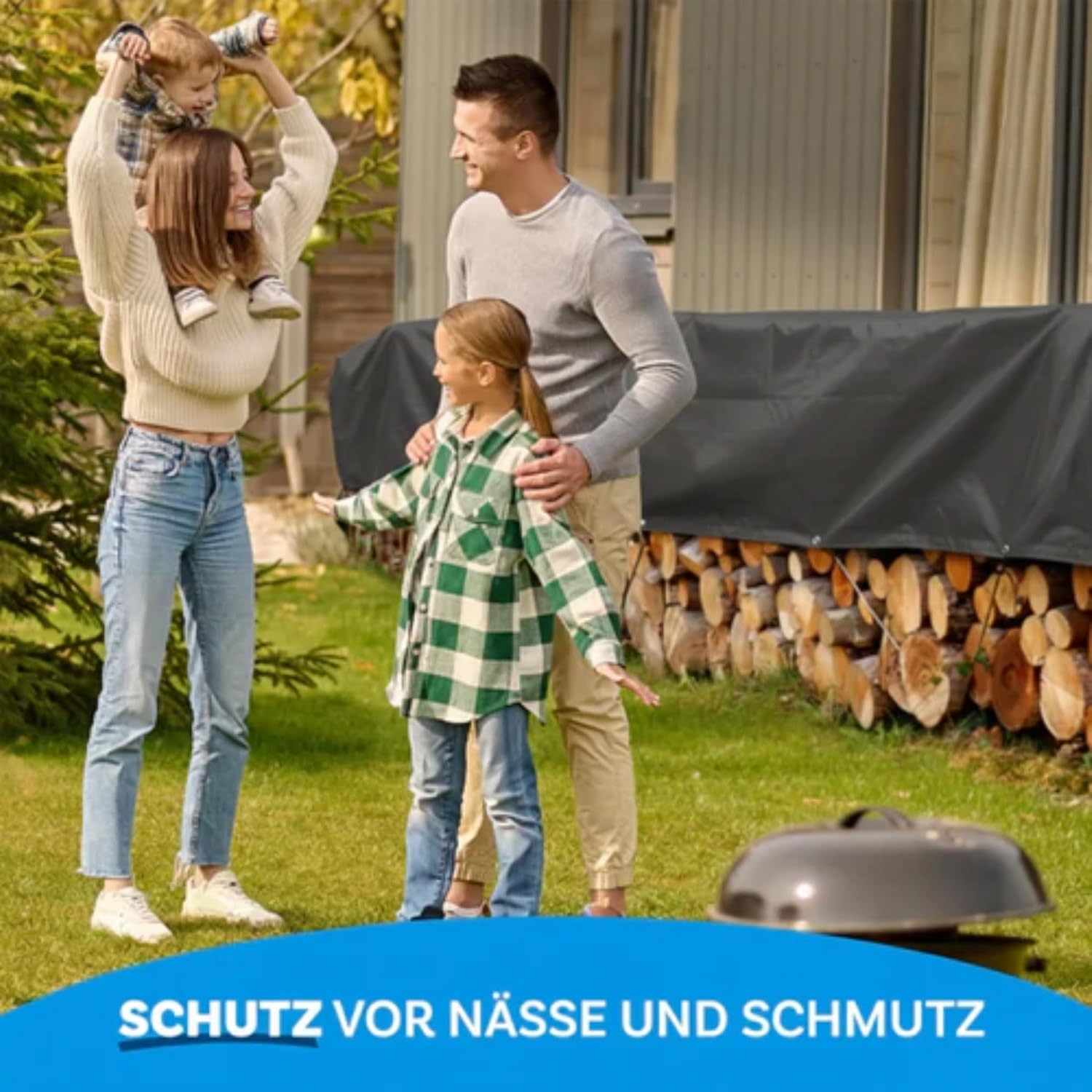 Thumbnail 6 de KARAT Abdeckplane 240 g/m² wasserdicht, 10 × 12 m, Anthrazit – Allzweckplane für Garten, Wetter- und UV-beständig