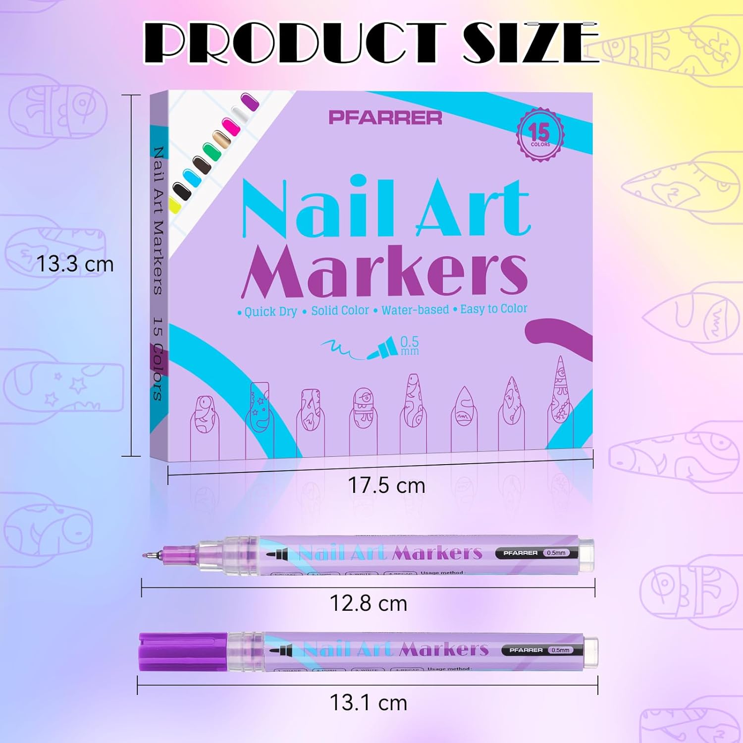 Detalle de 15 Farben 3D Nagellack Stift-Set (1 Set mit 15 Stück) für DIY Nagelkunst, Liner & Punktierung