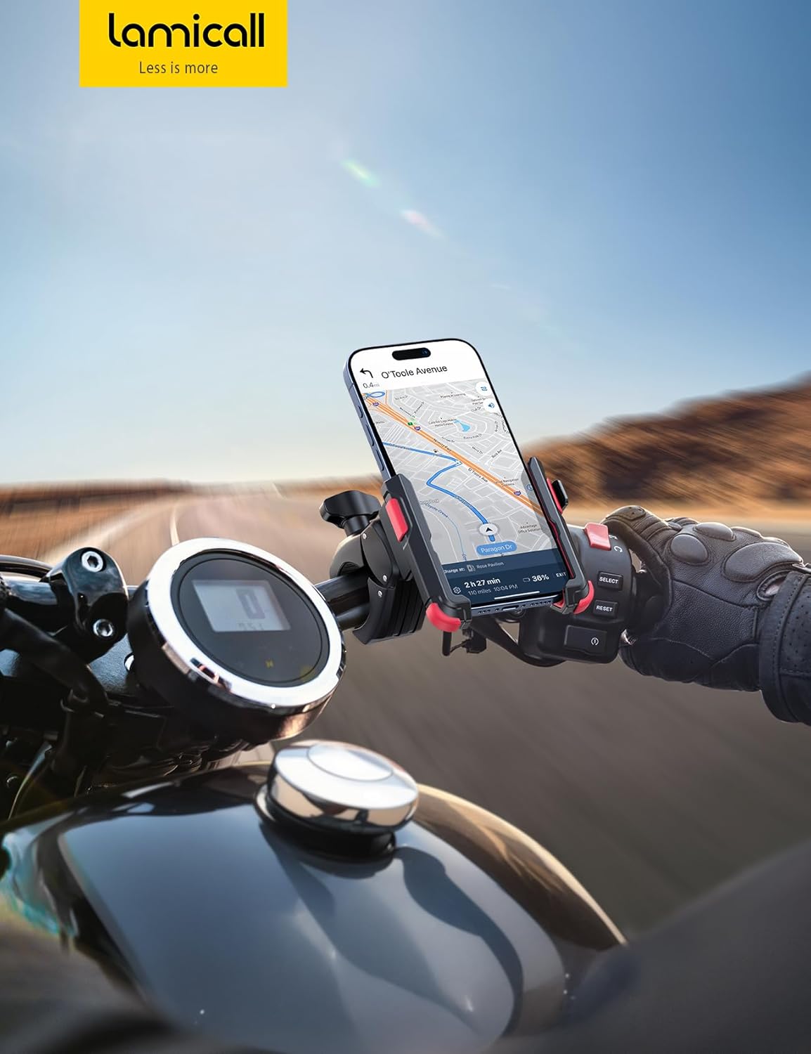 Thumbnail 6 de Lamicall Motorcycle Bike Phone Holder with 1s Quick Release – Universal Handlebar Mount