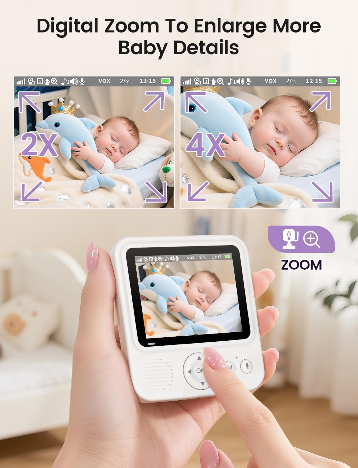 Detalle 2 de Baby Monitor with Camera and Audio 300m Range