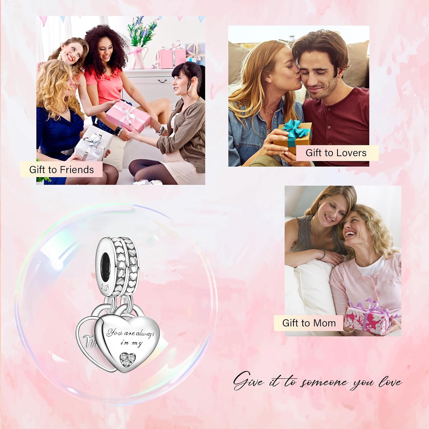 Thumbnail 3 de Amuefer 925 Argento Charms Braccialetto Collana Braccialetto Pendente Perle – Compatibile con Stili Europei e Zirconi 5A