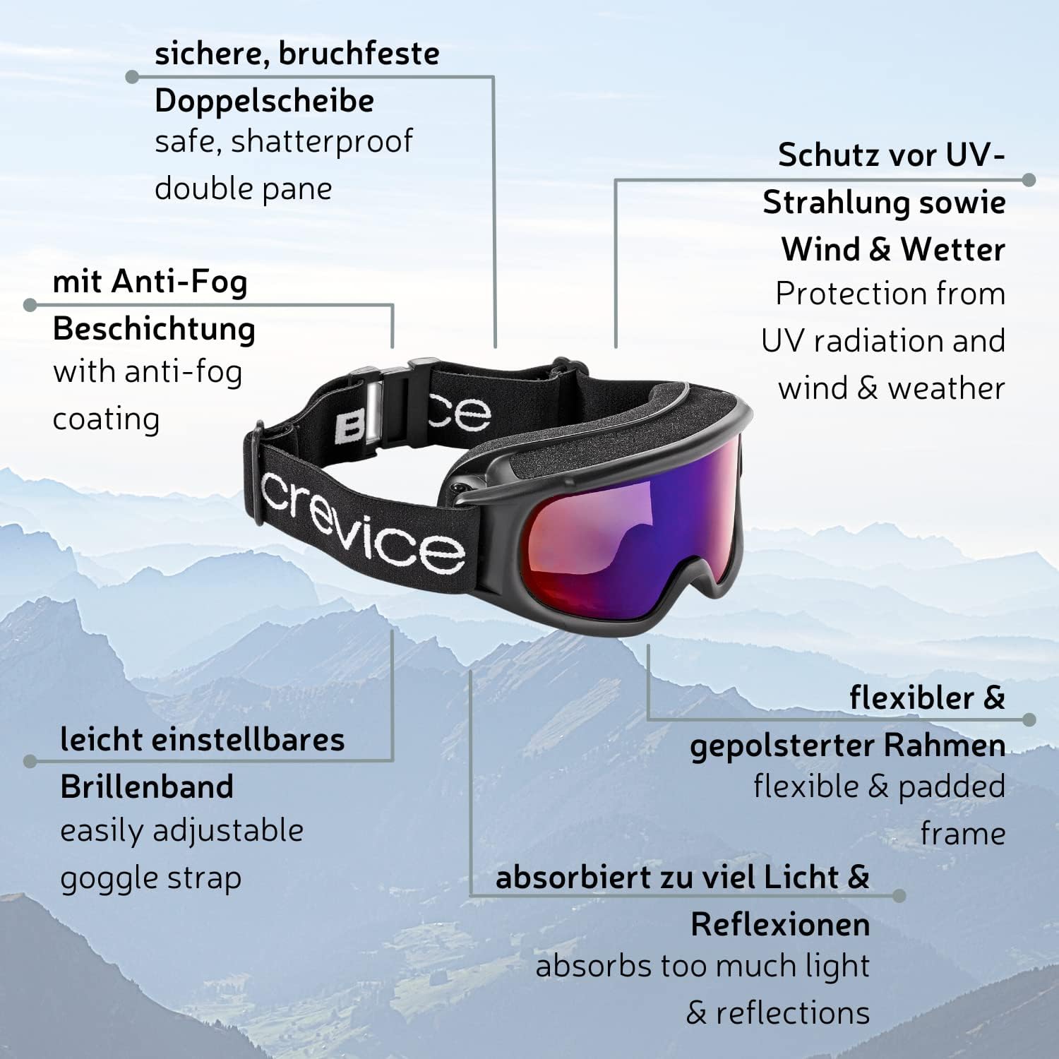 Detalle 2 de Black Crevice Lunettes de Ski femme