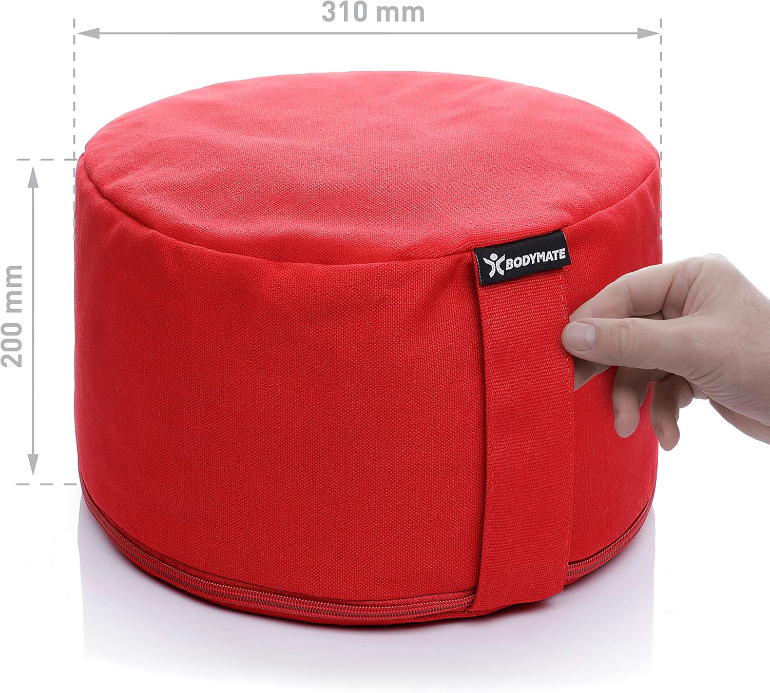 Thumbnail 2 de BODYMATE Cuscino da Yoga Rotondo Extra Alto 20 cm – Diametro 31 cm, imbottitura in pula di grano saraceno e spelta, rivestimento lavabile in cotone extrafino