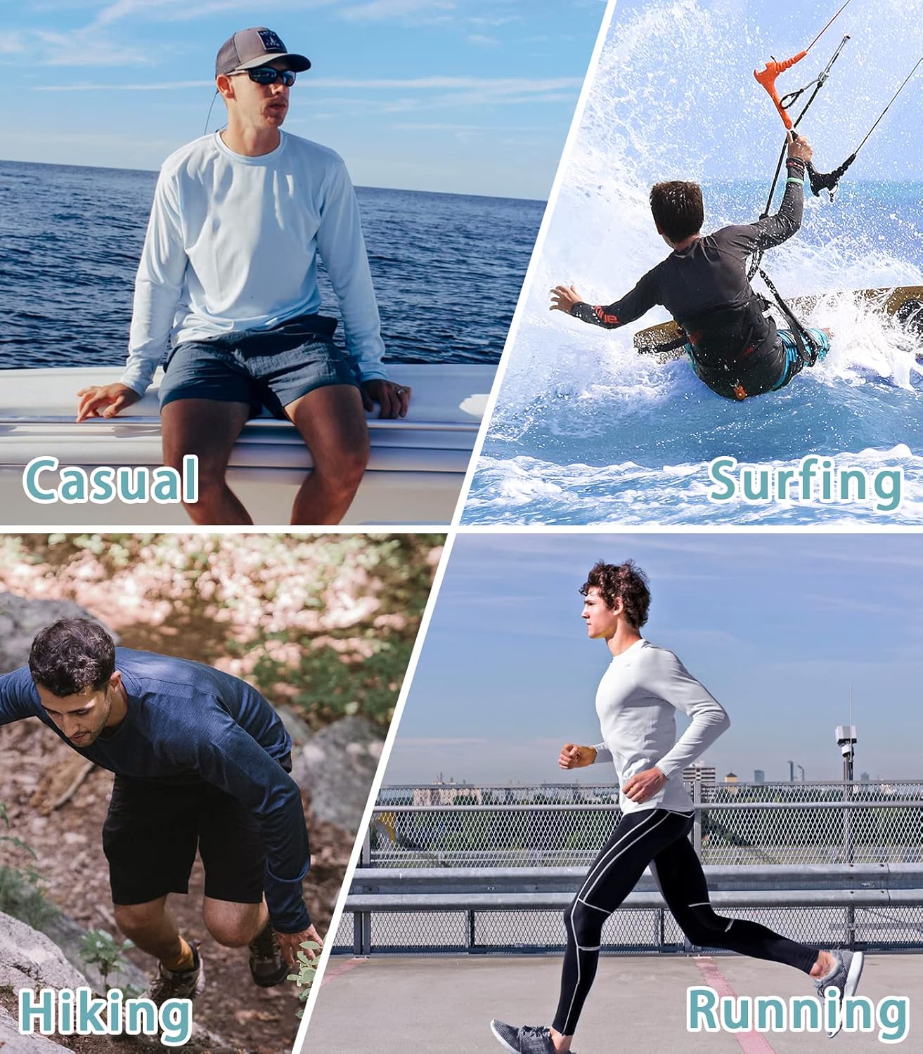 Detalle de NORTHYARD Men's UPF 50+ Sun Protection Hoodie Long Sleeve Rash Guard