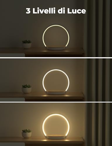 Detalle de VOSFEEL Lampada da Comodino a 3 intensità con Caricabatterie Wireless – tocco, versatilità e stile