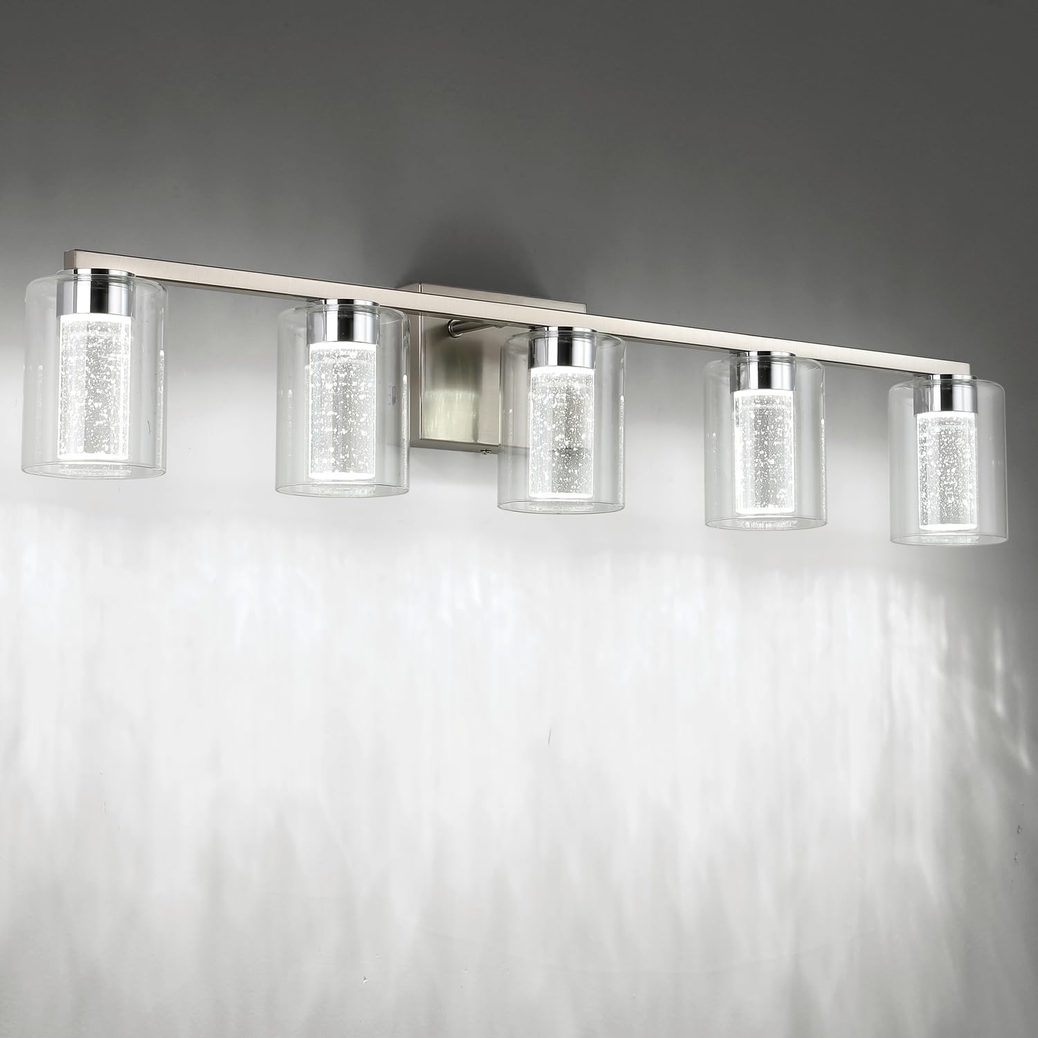 Detalle de SineRise b3f1f31a-54a6-43a6-adc3-c6c3ecce948c 5-Light Brushed Nickel Vanity Light