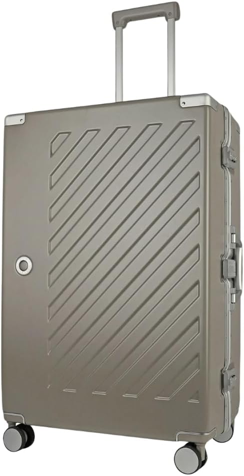 Detalle de 100% Polycarbonate Zipperless Large Suitcase (Khaki Grey) with Double TSA Locks and 4 Wheels