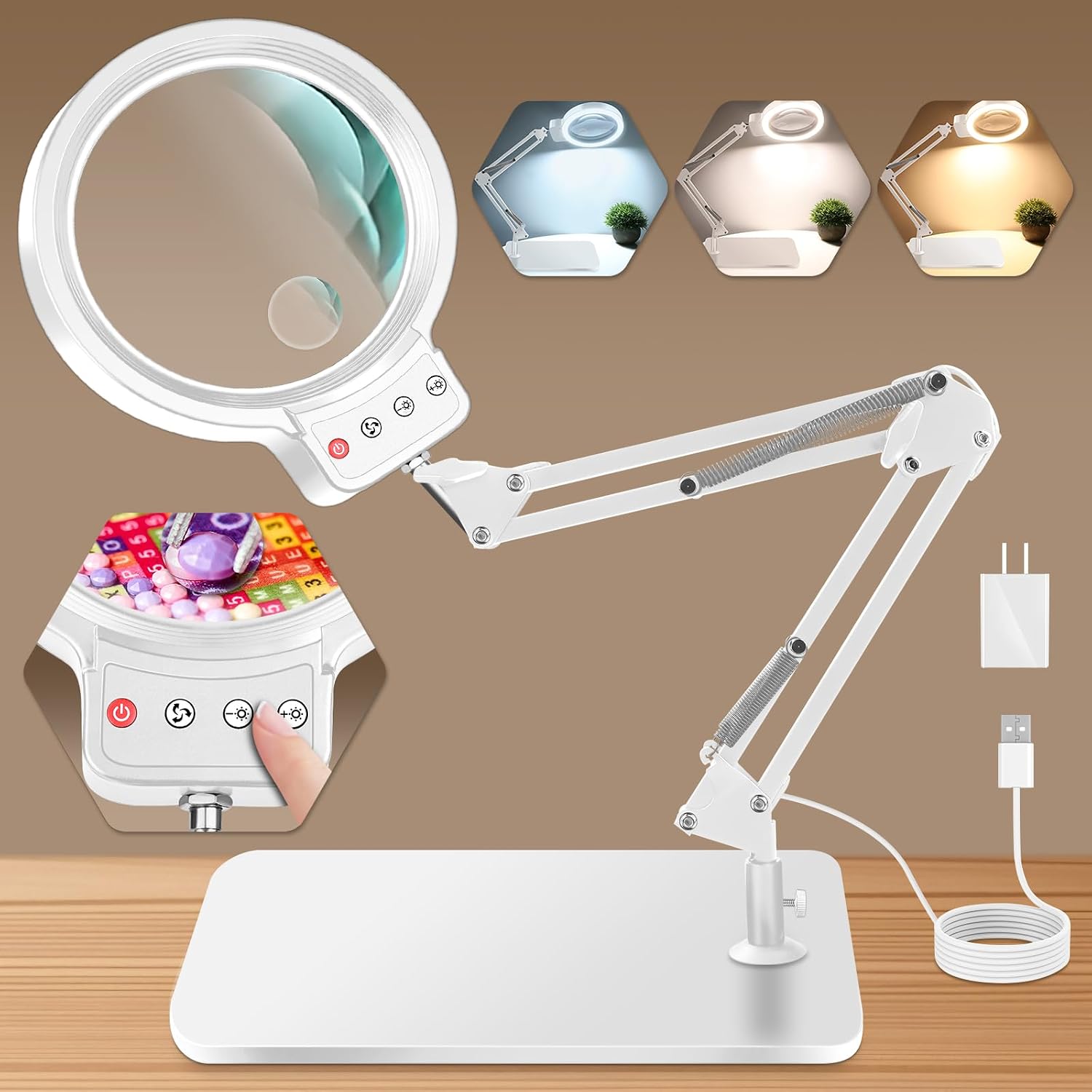 Detalle de Lighted Magnifying Glass with Stand, 5-Inch Lens
