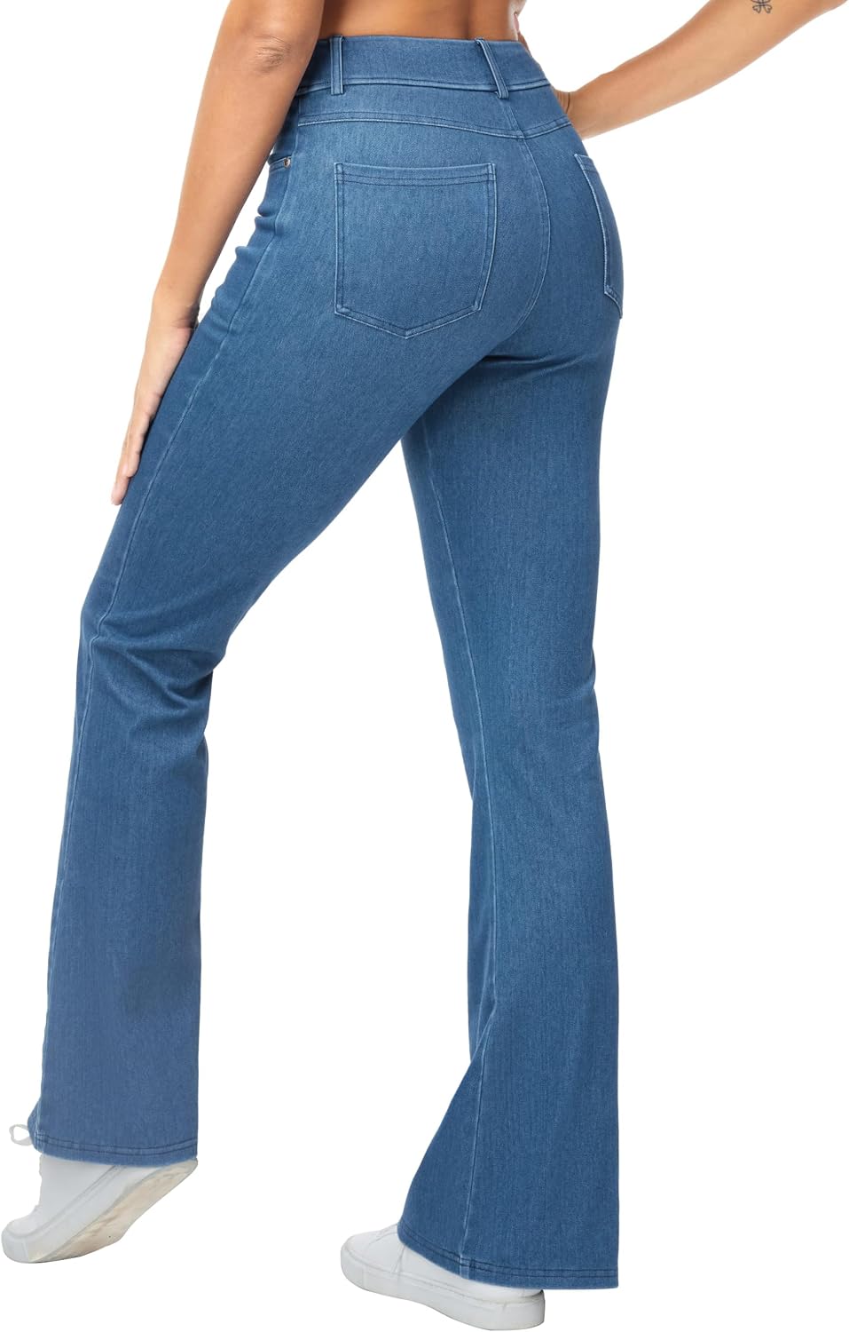 Detalle 2 de THE GYM PEOPLE Women's Wide-Leg Flared Jeans, High-Waist Stretch Denim
