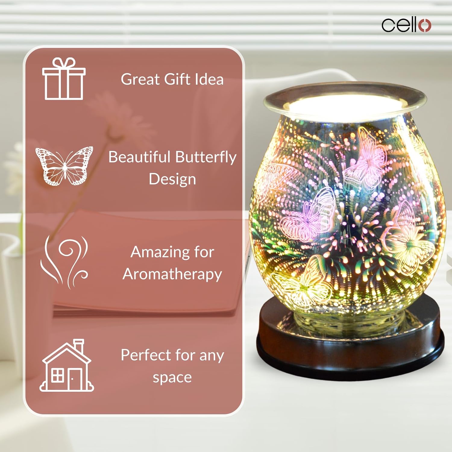 Thumbnail 6 de Cello Butterfly 3D Touch Electric Melt Burner – electric wax melt & essential oil warmer