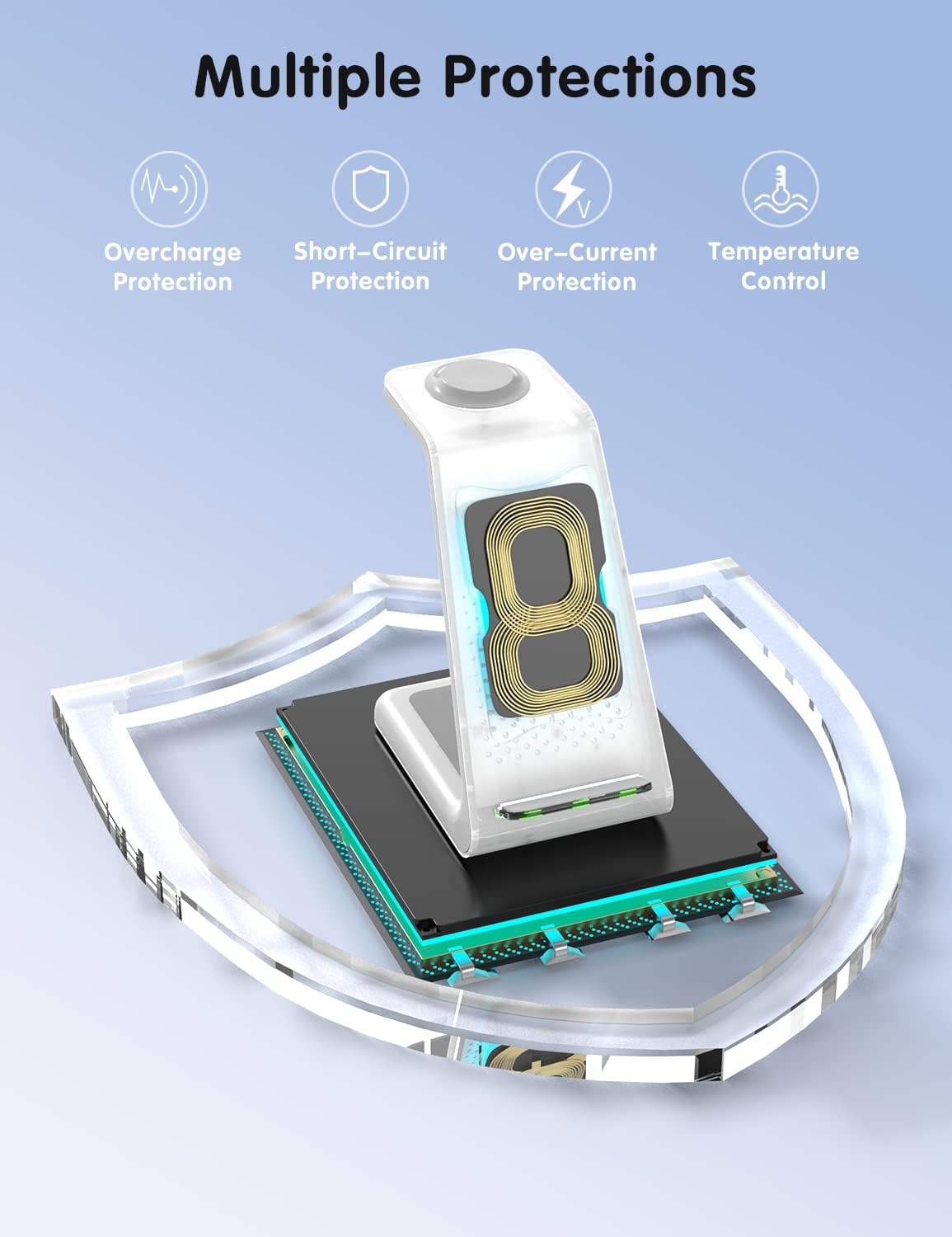 Detalle de JoyGeek 3-in-1 Wireless Charging Station for iPhone, Apple Watch & AirPods