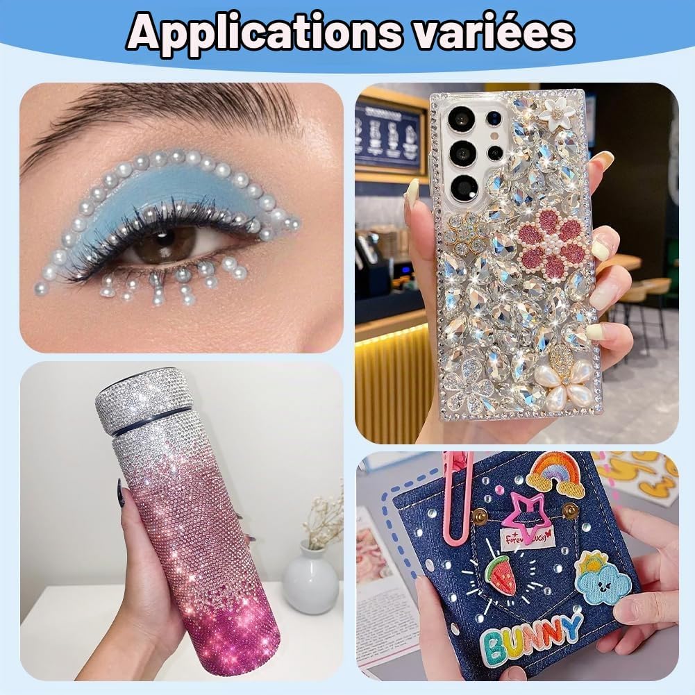 Thumbnail 6 de AUYAO nagelstrasskit met 4.200 harssteentjes in 6 maten, pincet en pen