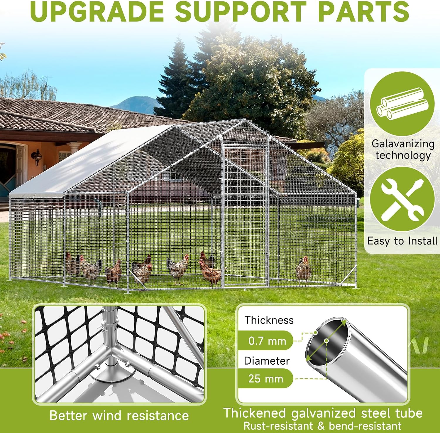 Detalle 2 de Chicken Coop with Run, 13.1 x 9.8 x 6.6 ft
