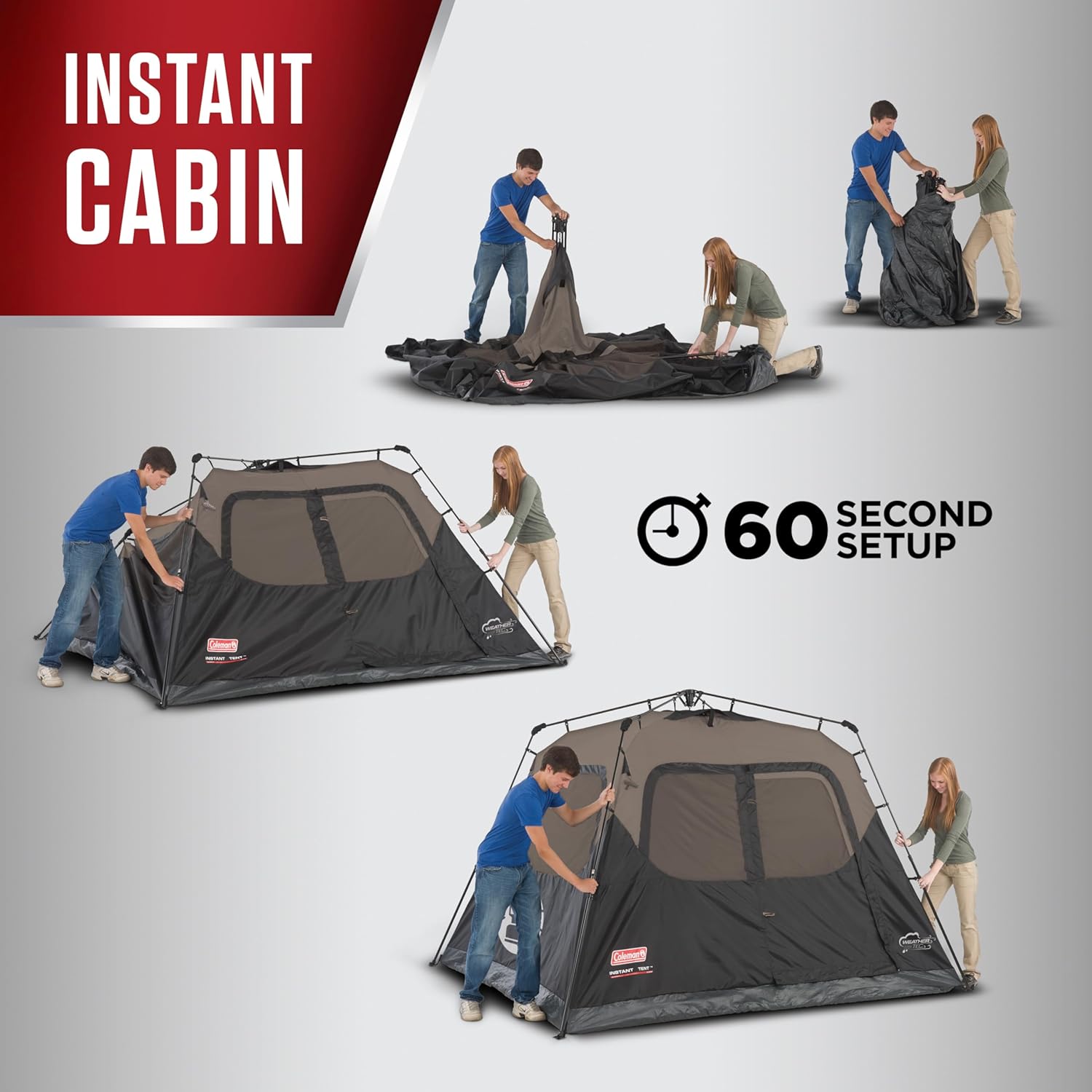 Thumbnail 2 de Coleman Instant Family Tent (4/6/8/10 Person): Quick Setup, Pre-Attached Poles