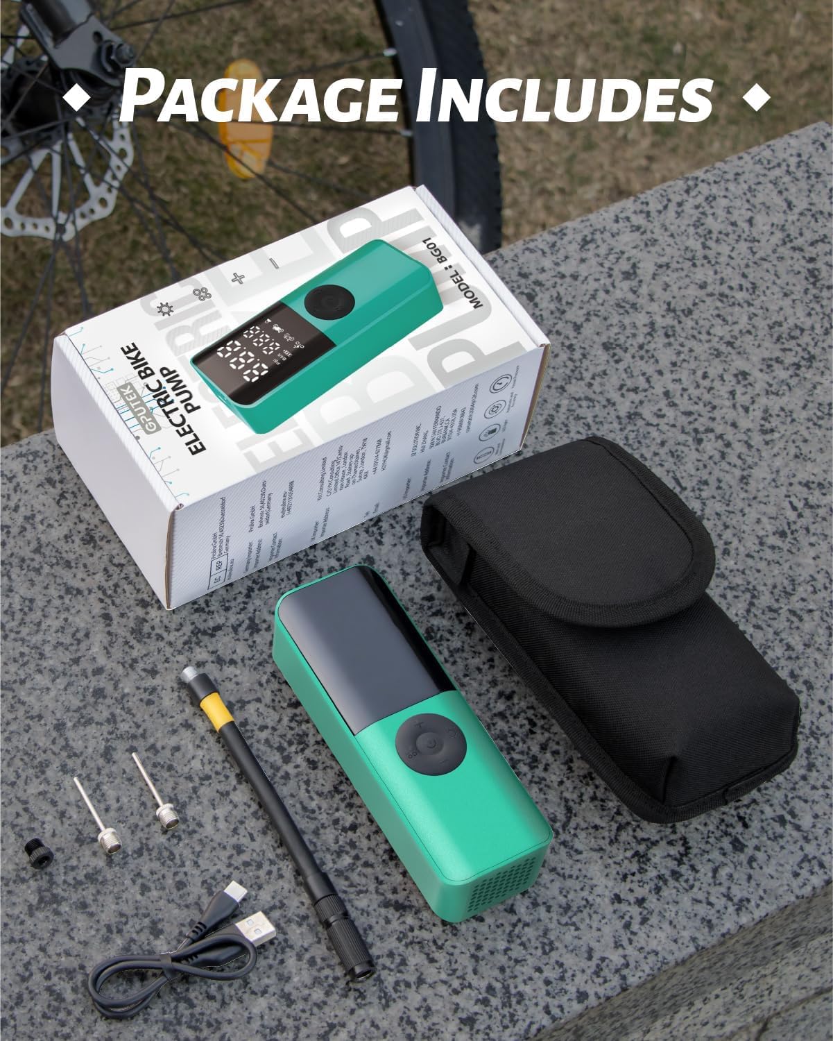 Thumbnail 6 de GPUTEK Electric Bike Pump with Digital Gauge — 150 PSI, Portable, All-Valve Compatibility