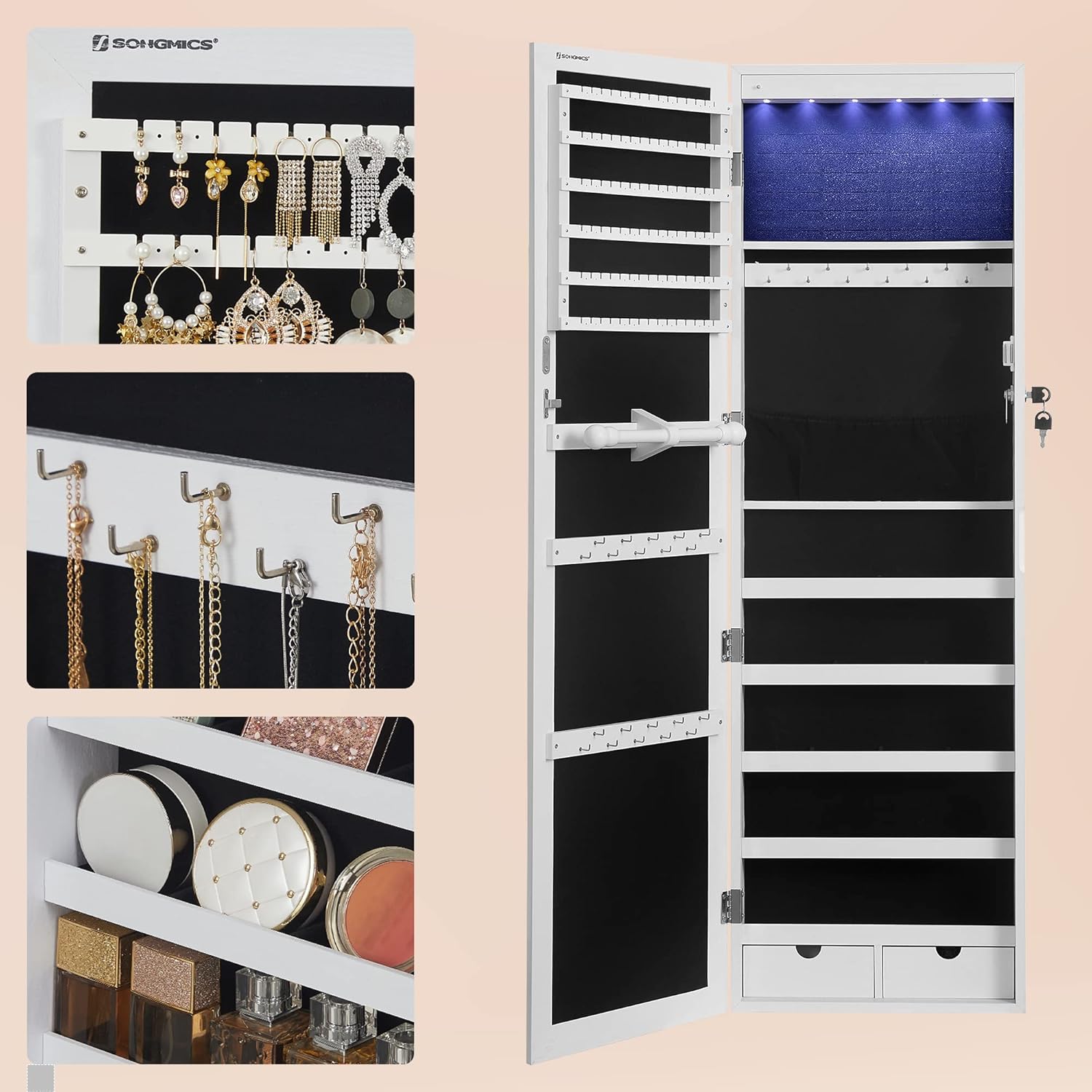 Thumbnail 3 de SONGMICS Schmuckschrank 6 LED und abschließbar