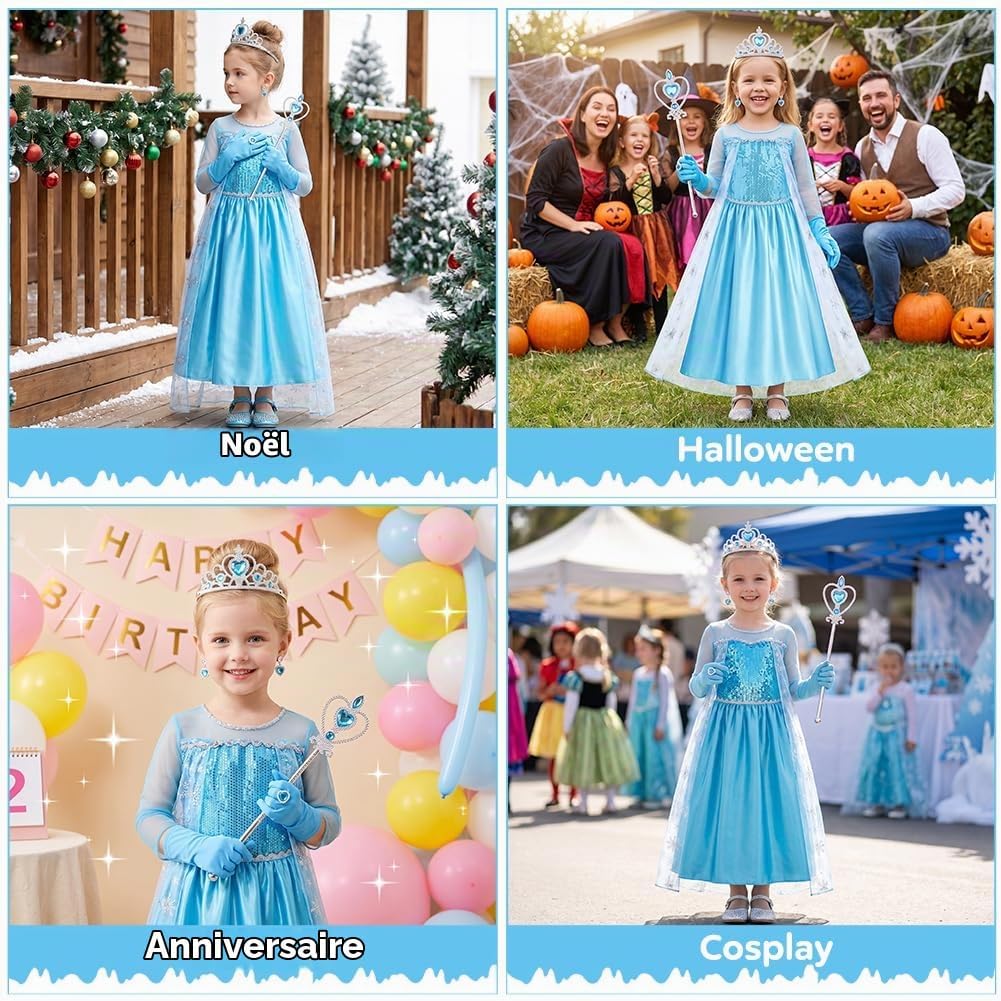 Thumbnail 6 de Alaoo 2844318 prinsessenkostuum voor meisjes, 9-delige set met tule