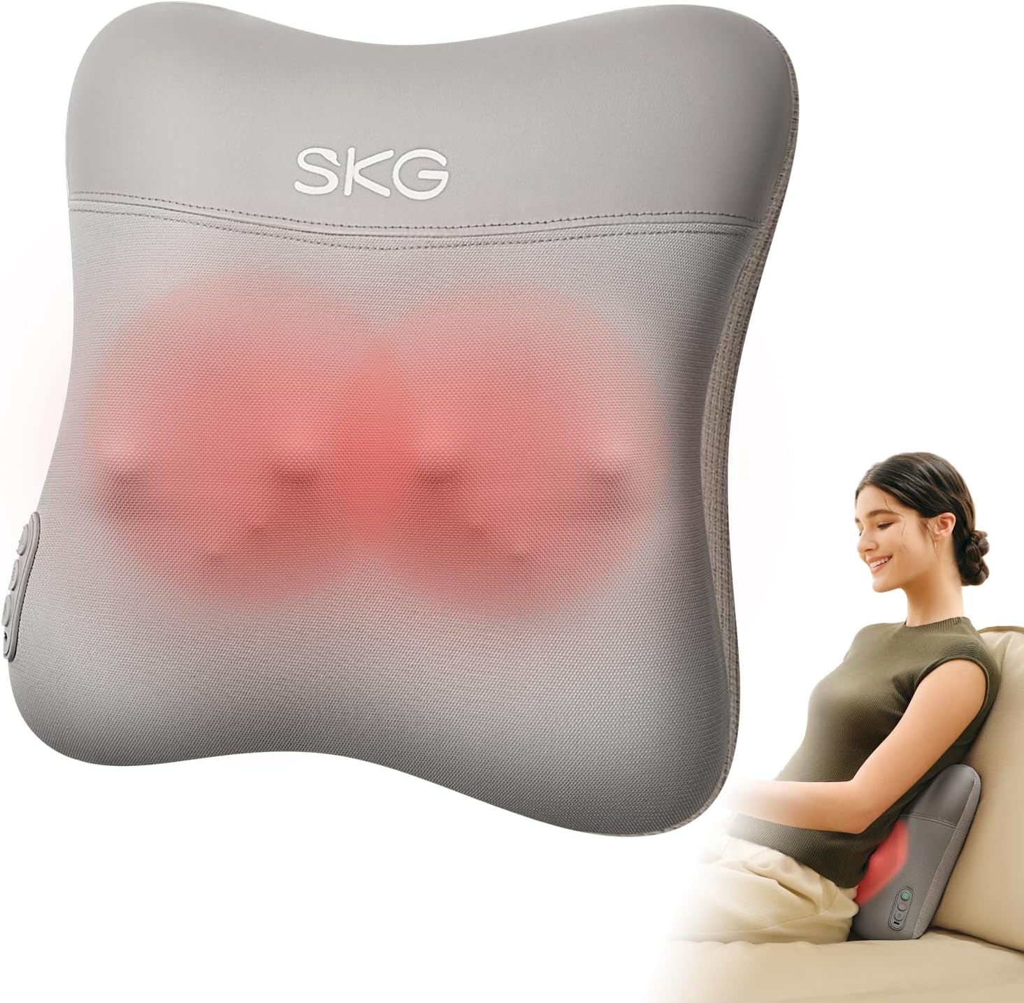 Detalle de SKG Das Original kabelloses Nacken- und Rückenmassagegerät VS500 – Wärmefunktion, Tragbarer Massagekissen