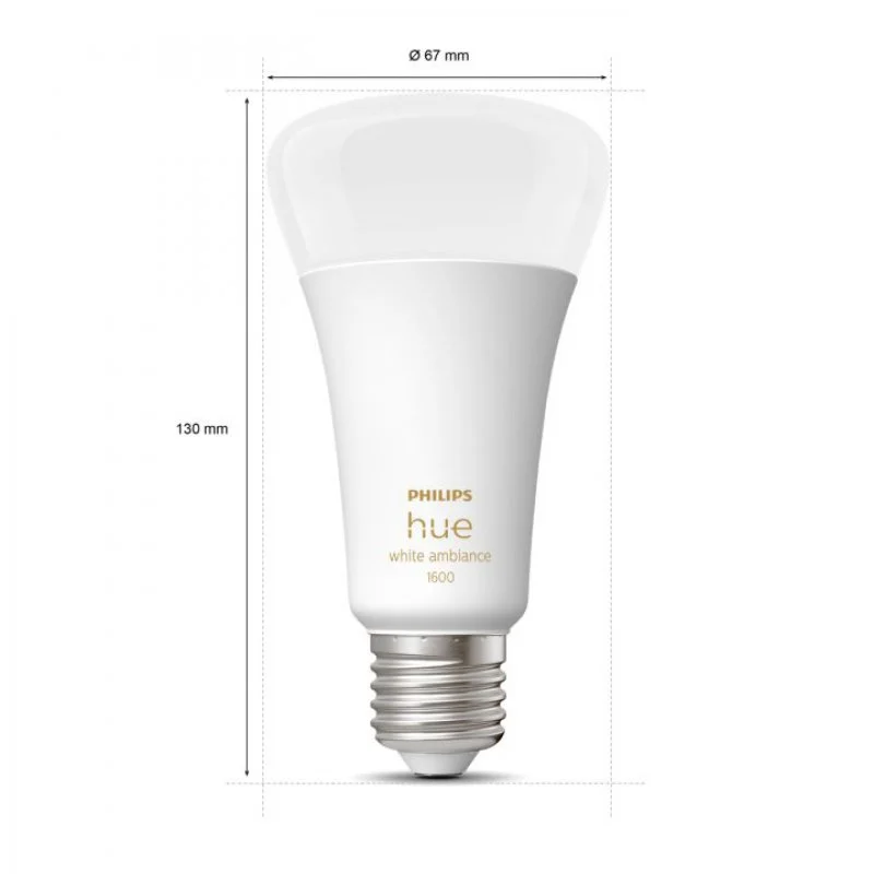 Detalle de Philips Hue White Ambiance Bombilla LED 13W E27: luz blanca cálida a fría para espacios amplios