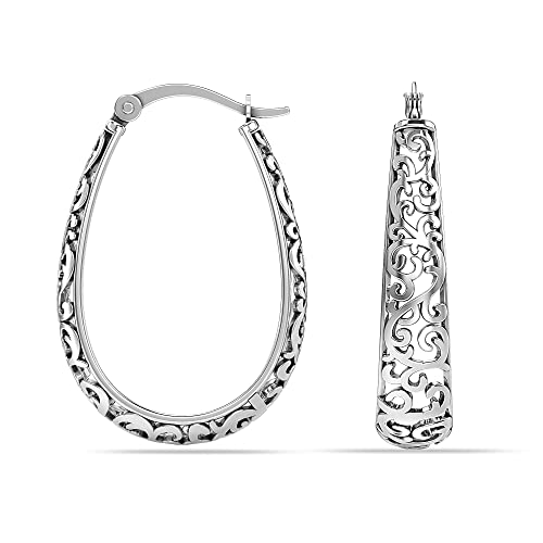 Thumbnail 2 de LeCalla Orecchini a cerchio in argento Sterling 925 – filigrana 25 mm, ipoallergenici